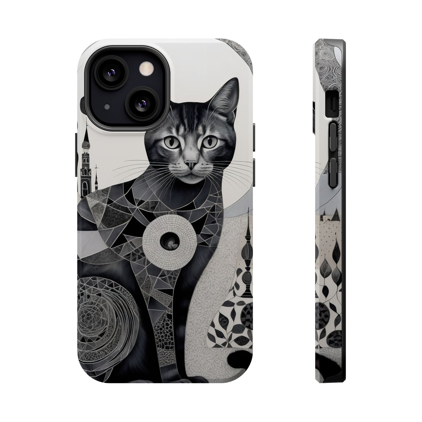 Abstract Cat MagSafe® iPhone Tough Case Dual Layer Robust
