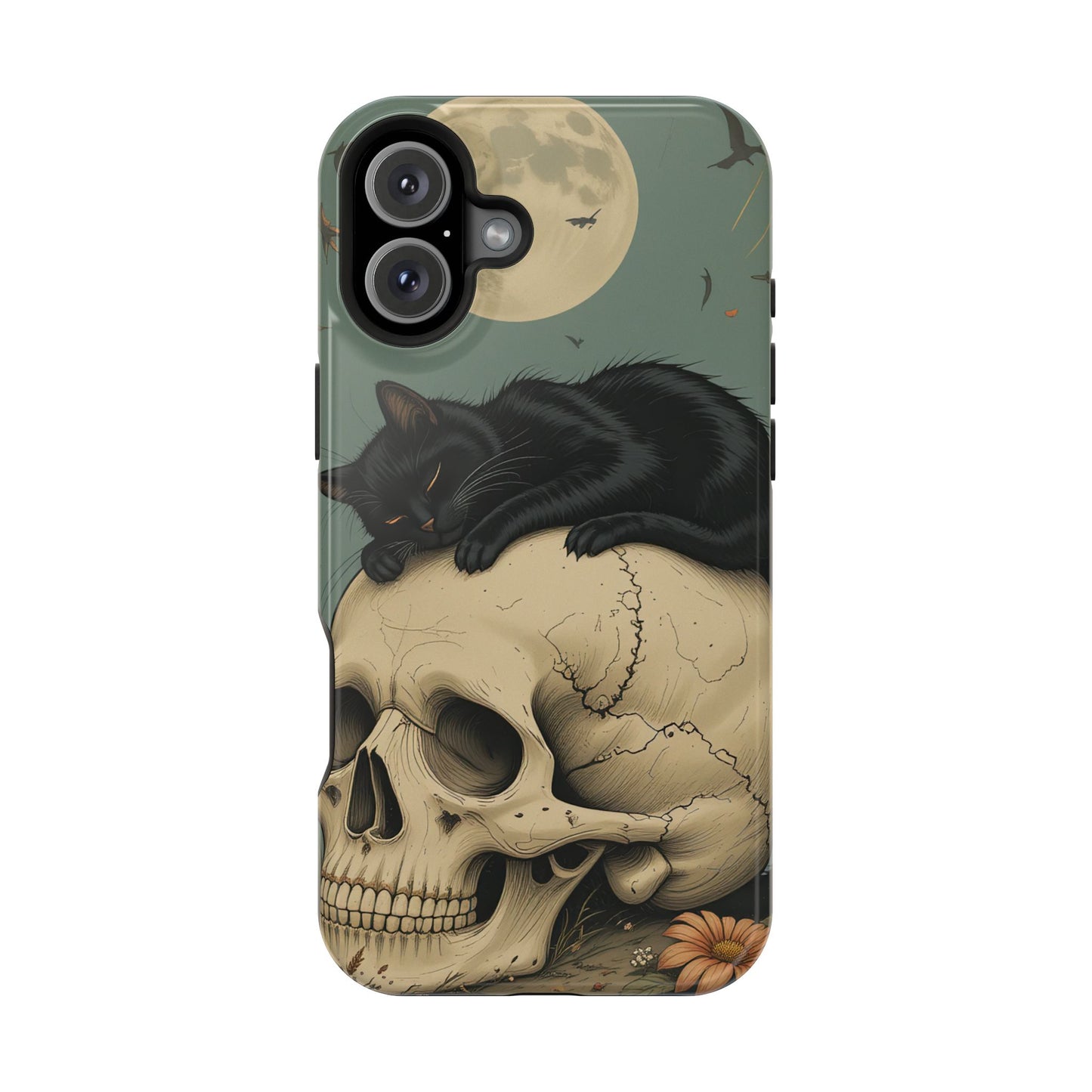 Cat on Skull MagSafe® iPhone Tough Case Dual Layer Robust