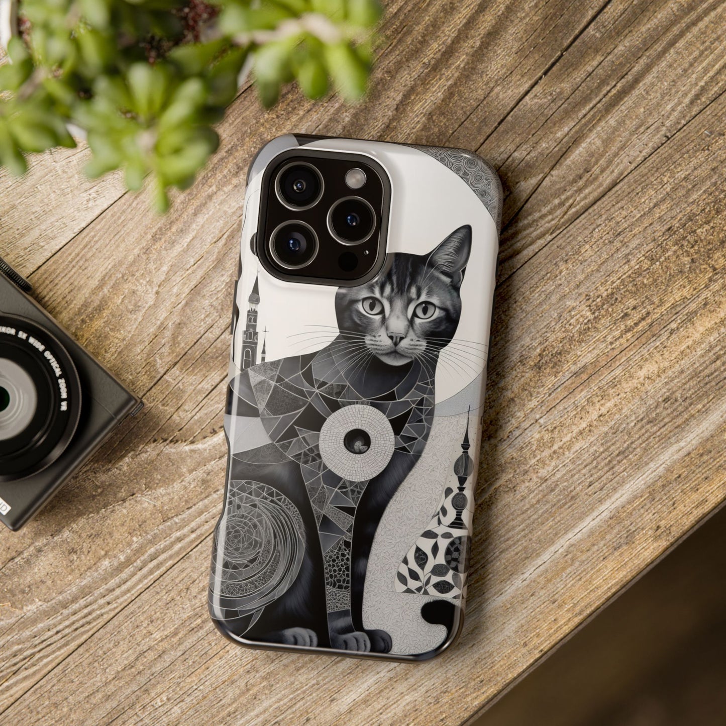Abstract Cat MagSafe® iPhone Tough Case Dual Layer Robust