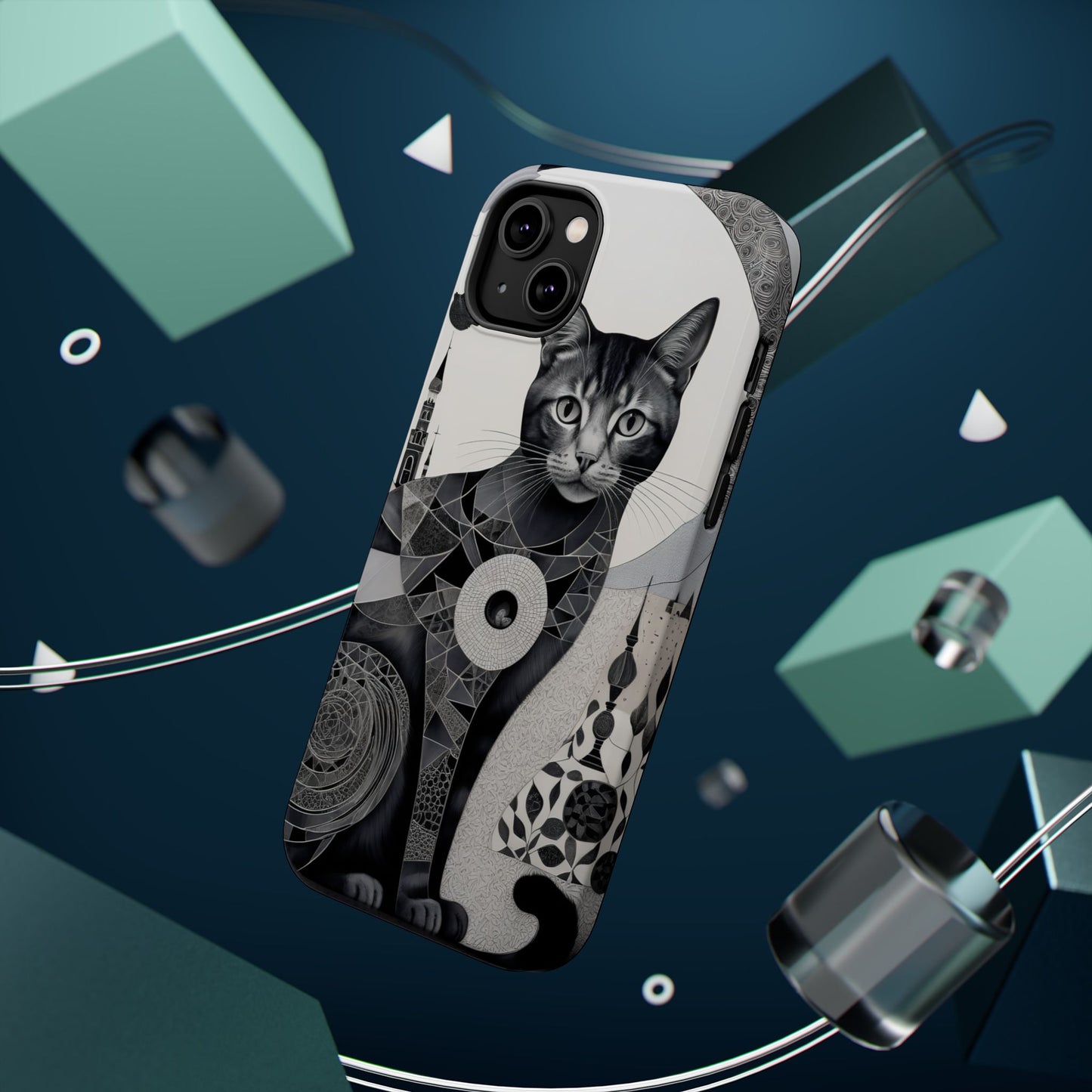 Abstract Cat MagSafe® iPhone Tough Case Dual Layer Robust
