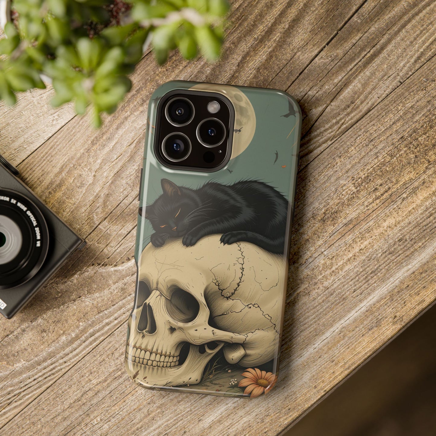 Cat on Skull MagSafe® iPhone Tough Case Dual Layer Robust