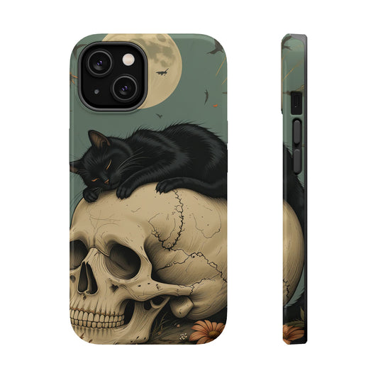 Cat on Skull MagSafe® iPhone Tough Case Dual Layer Robust