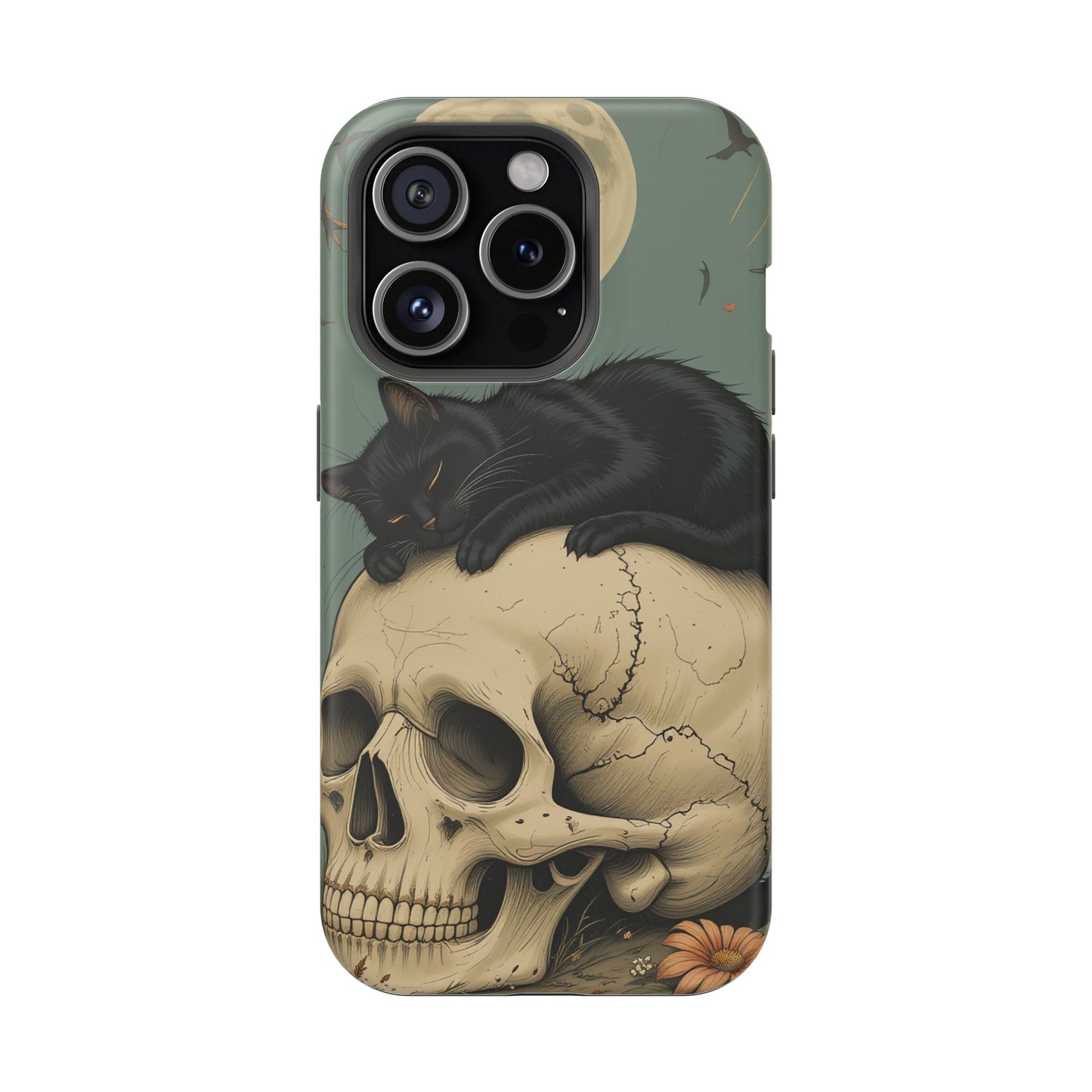 Cat on Skull MagSafe® iPhone Tough Case Dual Layer Robust