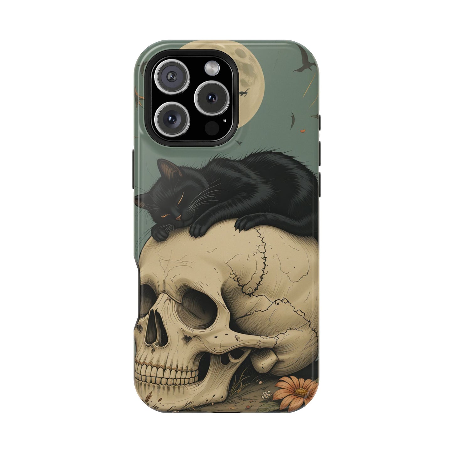 Cat on Skull MagSafe® iPhone Tough Case Dual Layer Robust