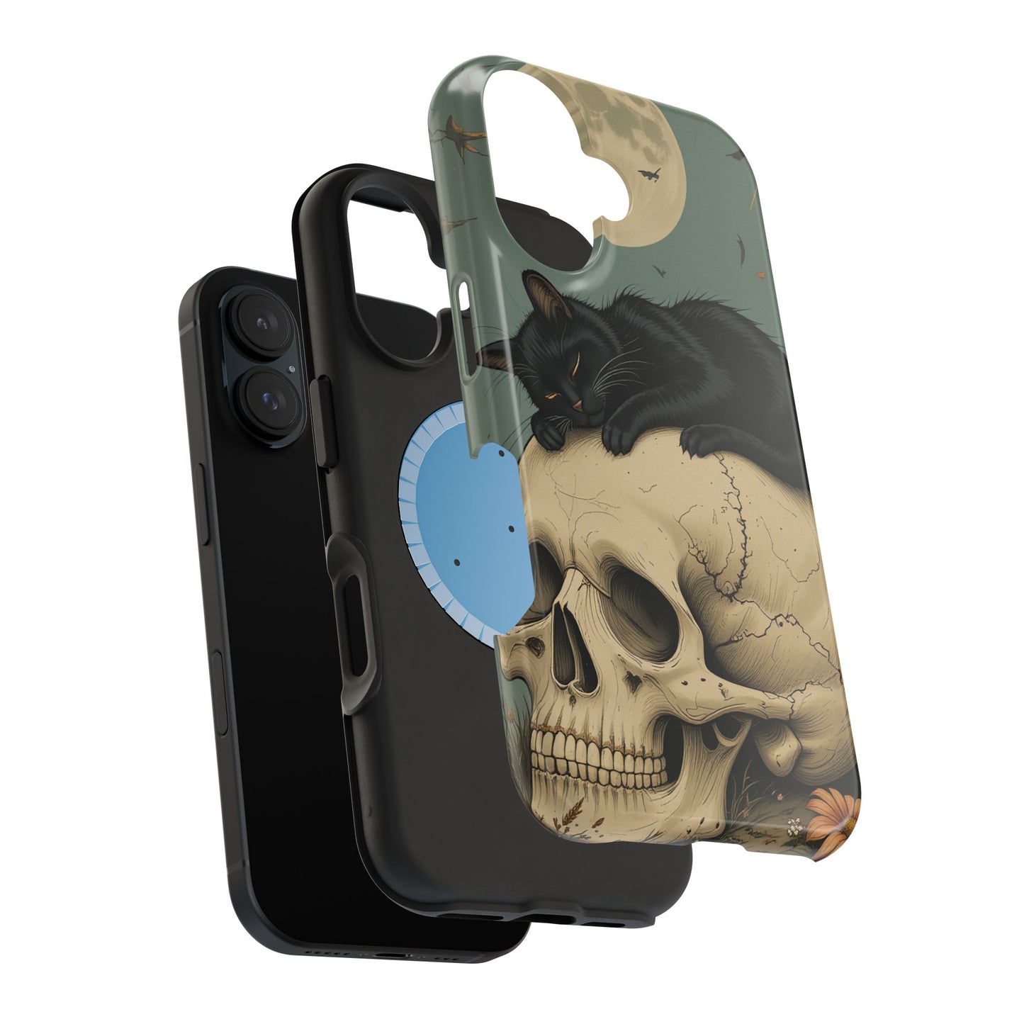 Cat on Skull MagSafe® iPhone Tough Case Dual Layer Robust