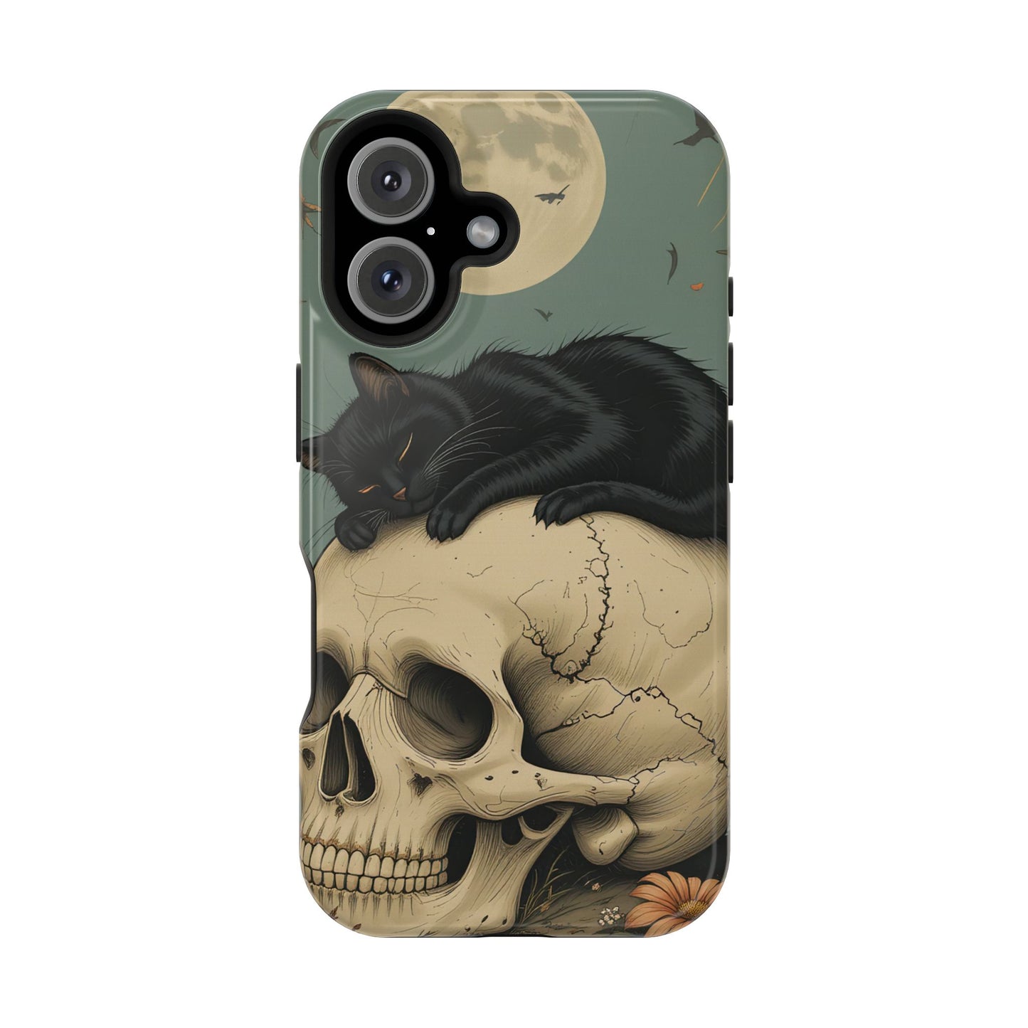 Cat on Skull MagSafe® iPhone Tough Case Dual Layer Robust