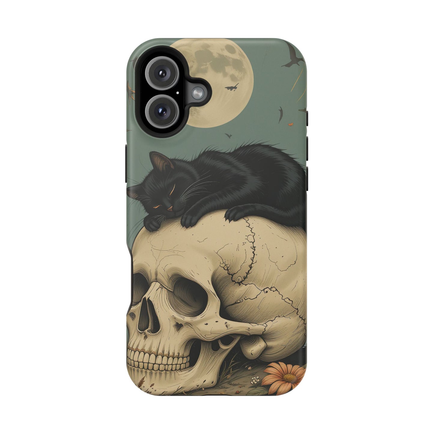 Cat on Skull MagSafe® iPhone Tough Case Dual Layer Robust