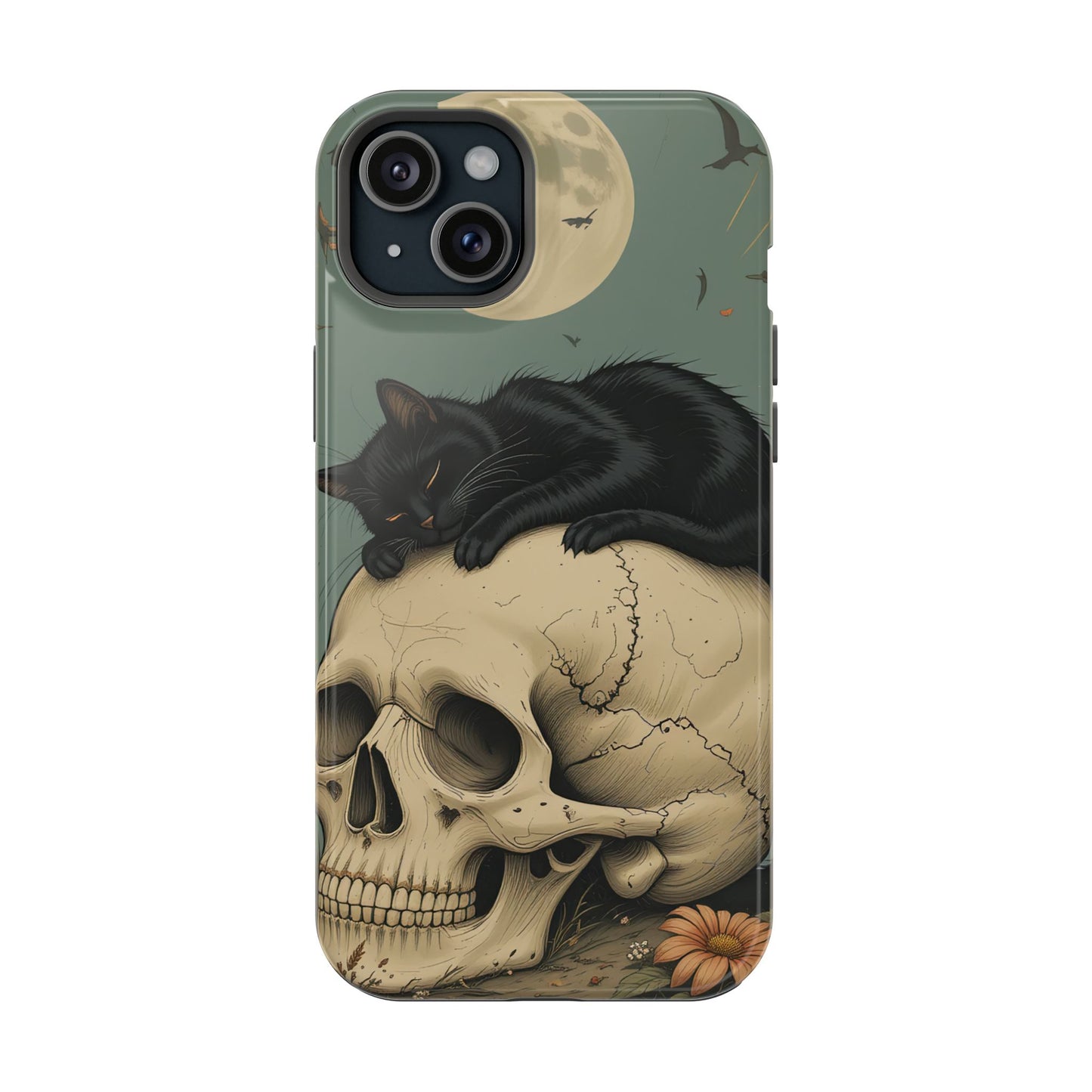 Cat on Skull MagSafe® iPhone Tough Case Dual Layer Robust