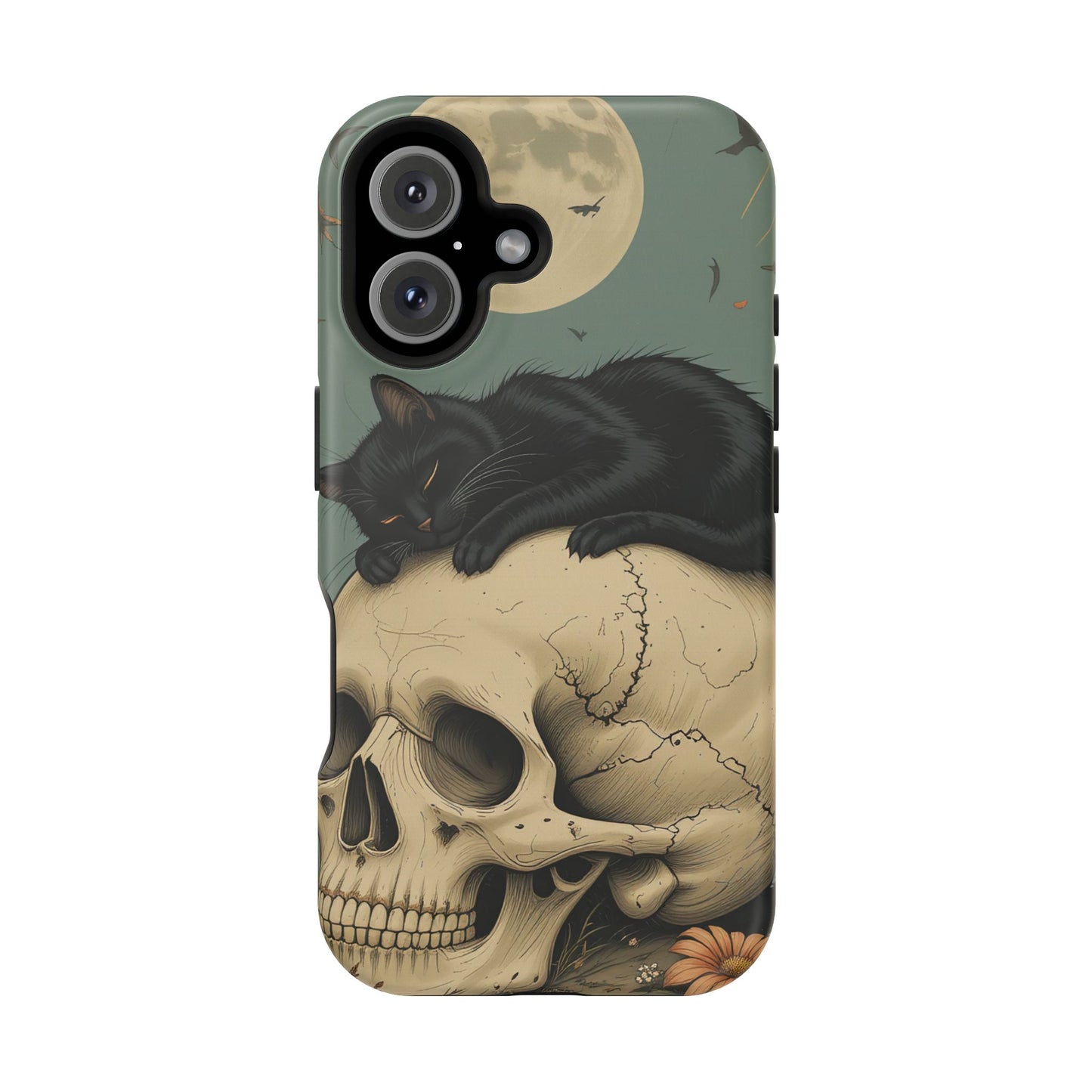 Cat on Skull MagSafe® iPhone Tough Case Dual Layer Robust