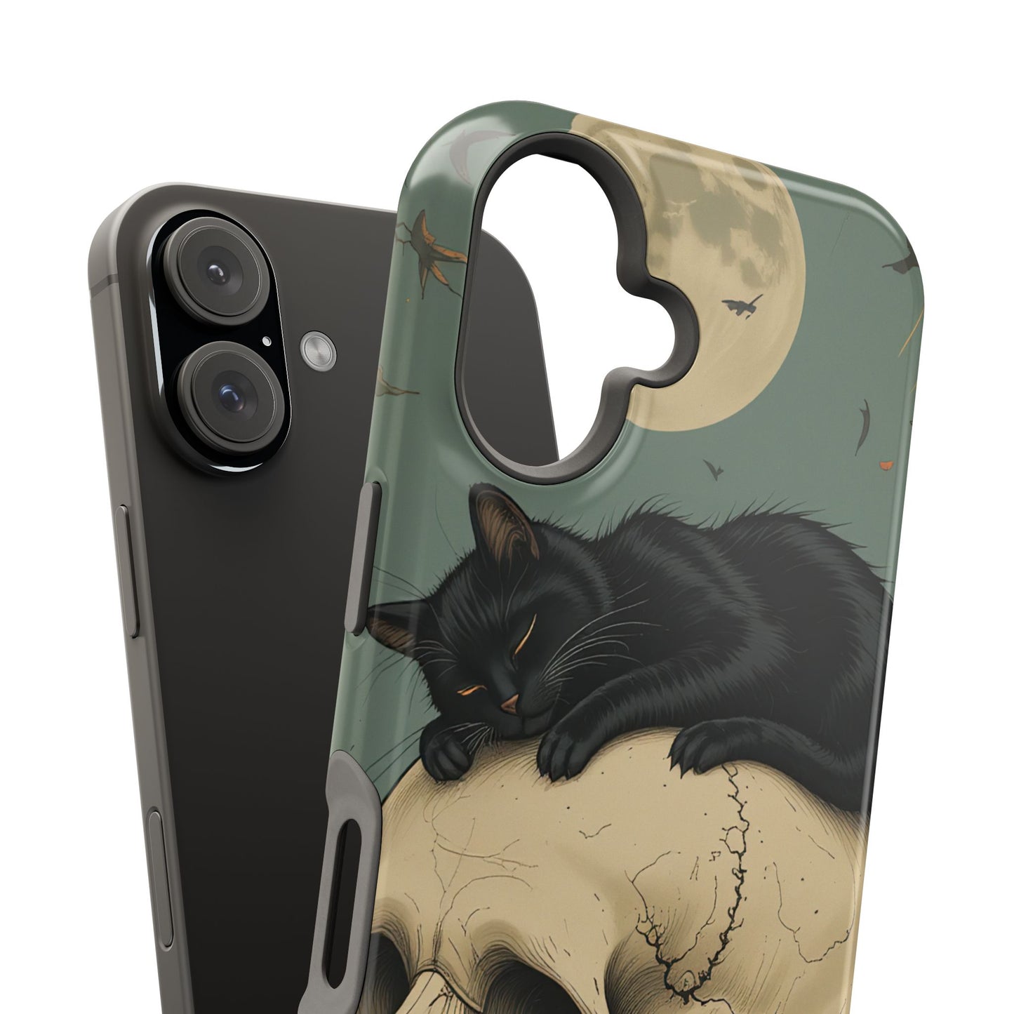 Cat on Skull MagSafe® iPhone Tough Case Dual Layer Robust
