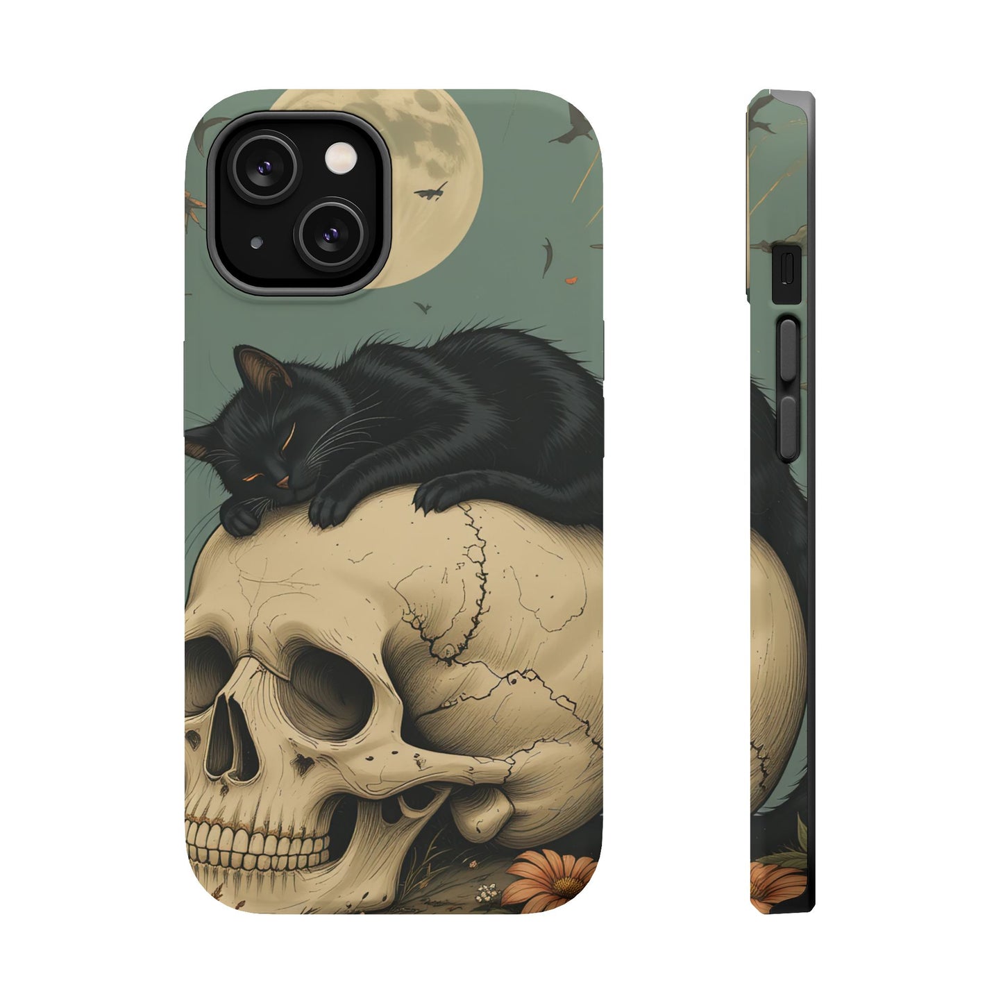 Cat on Skull MagSafe® iPhone Tough Case Dual Layer Robust