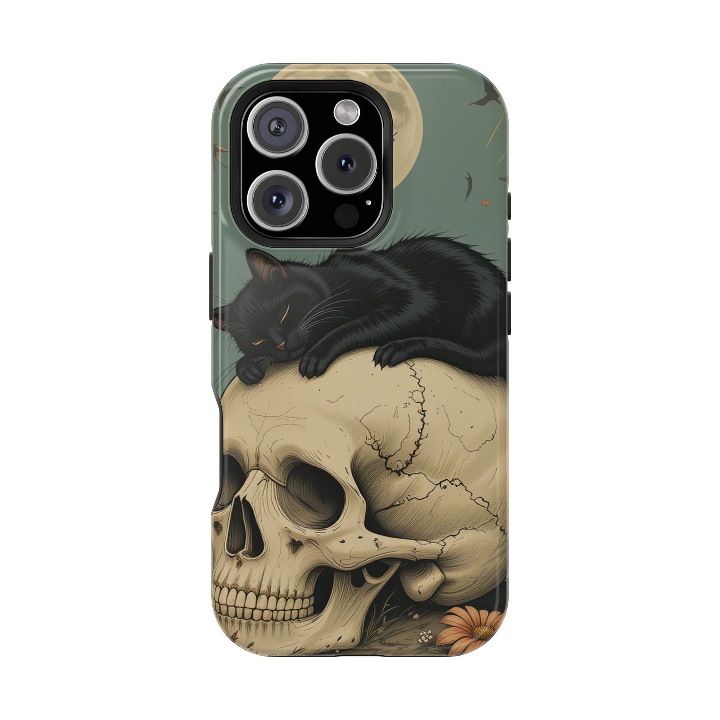 Cat on Skull MagSafe® iPhone Tough Case Dual Layer Robust