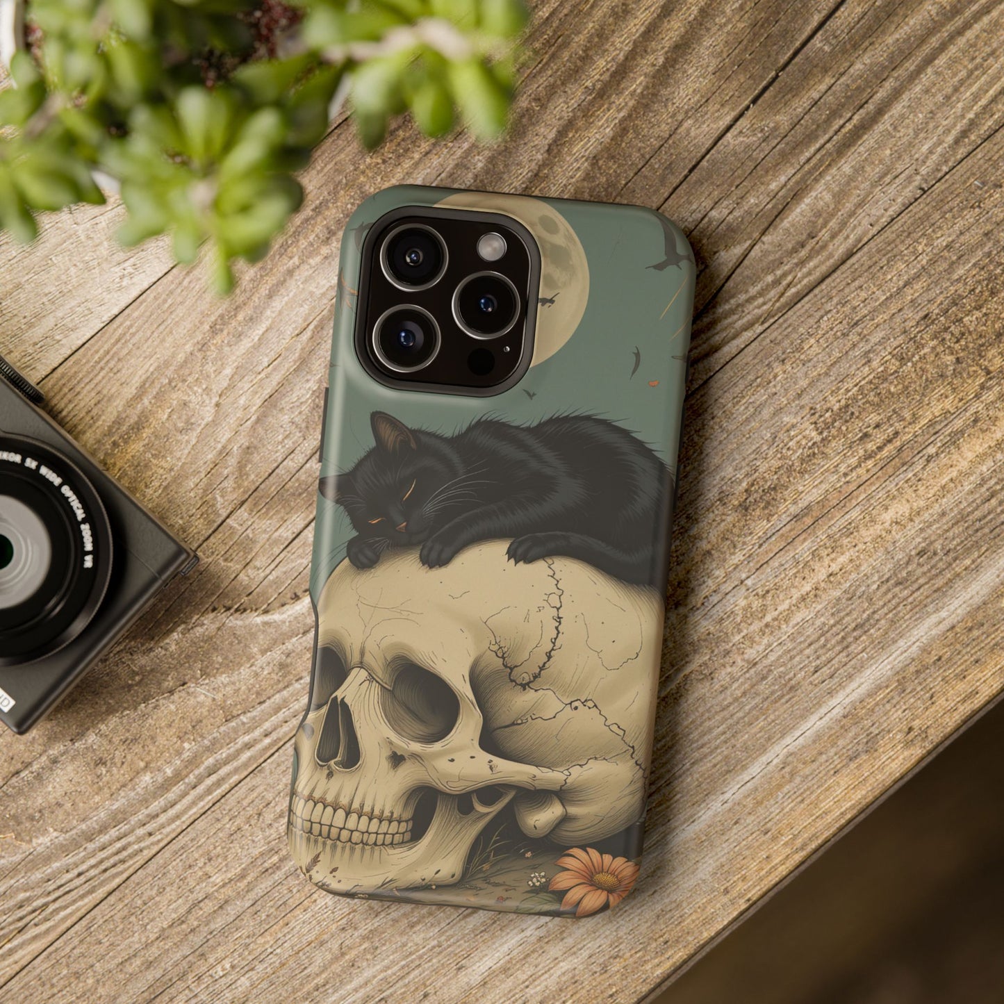 Cat on Skull MagSafe® iPhone Tough Case Dual Layer Robust