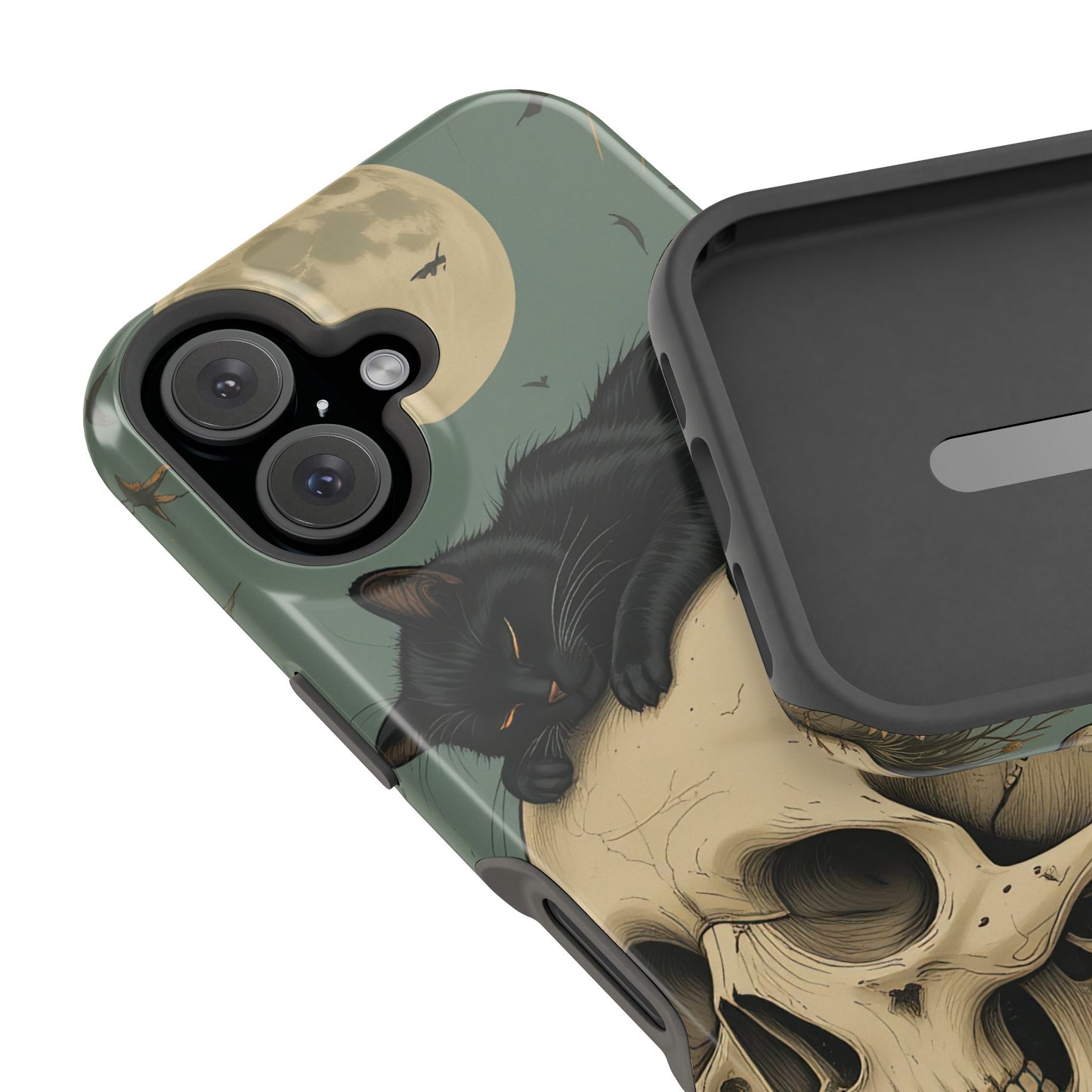 Cat on Skull MagSafe® iPhone Tough Case Dual Layer Robust