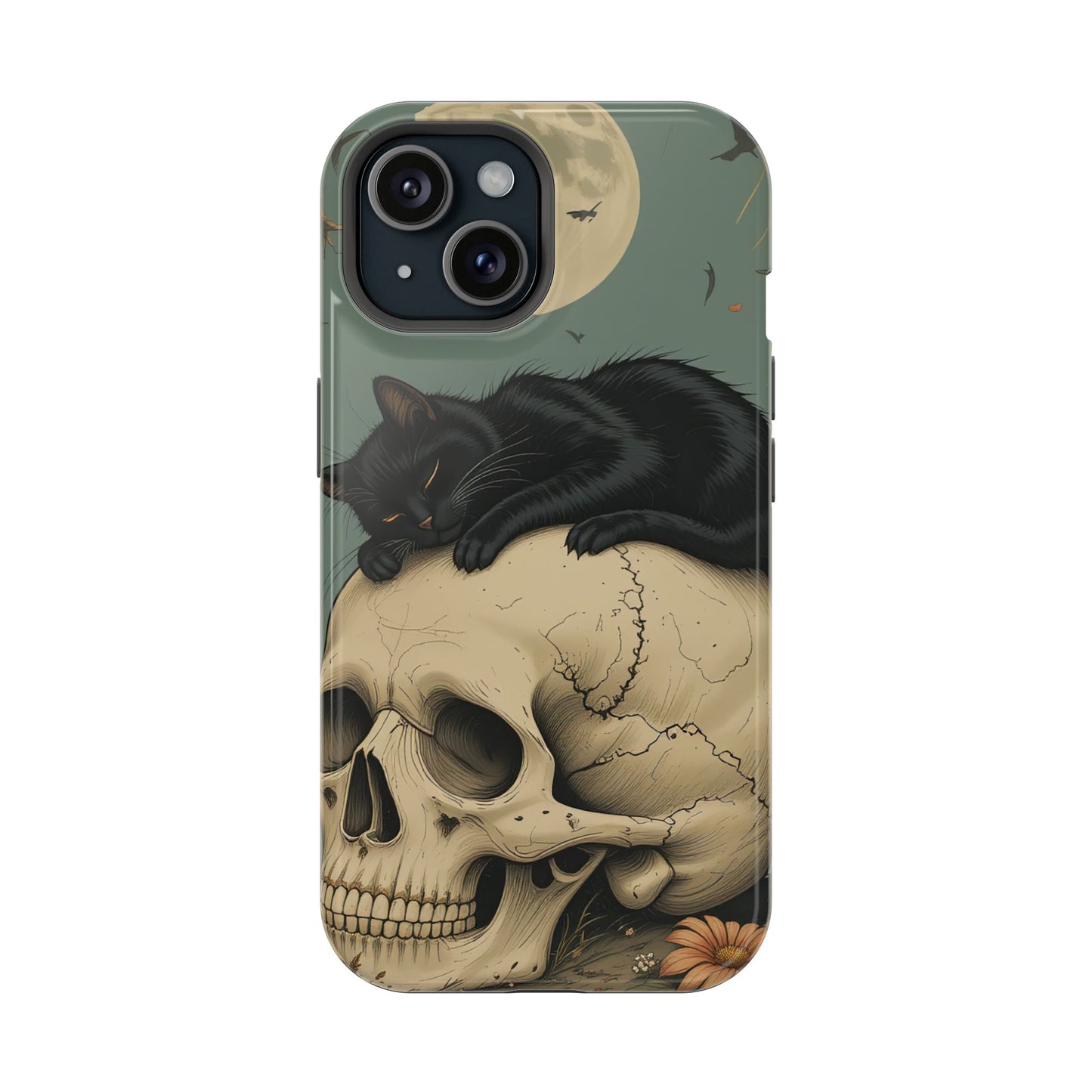 Cat on Skull MagSafe® iPhone Tough Case Dual Layer Robust