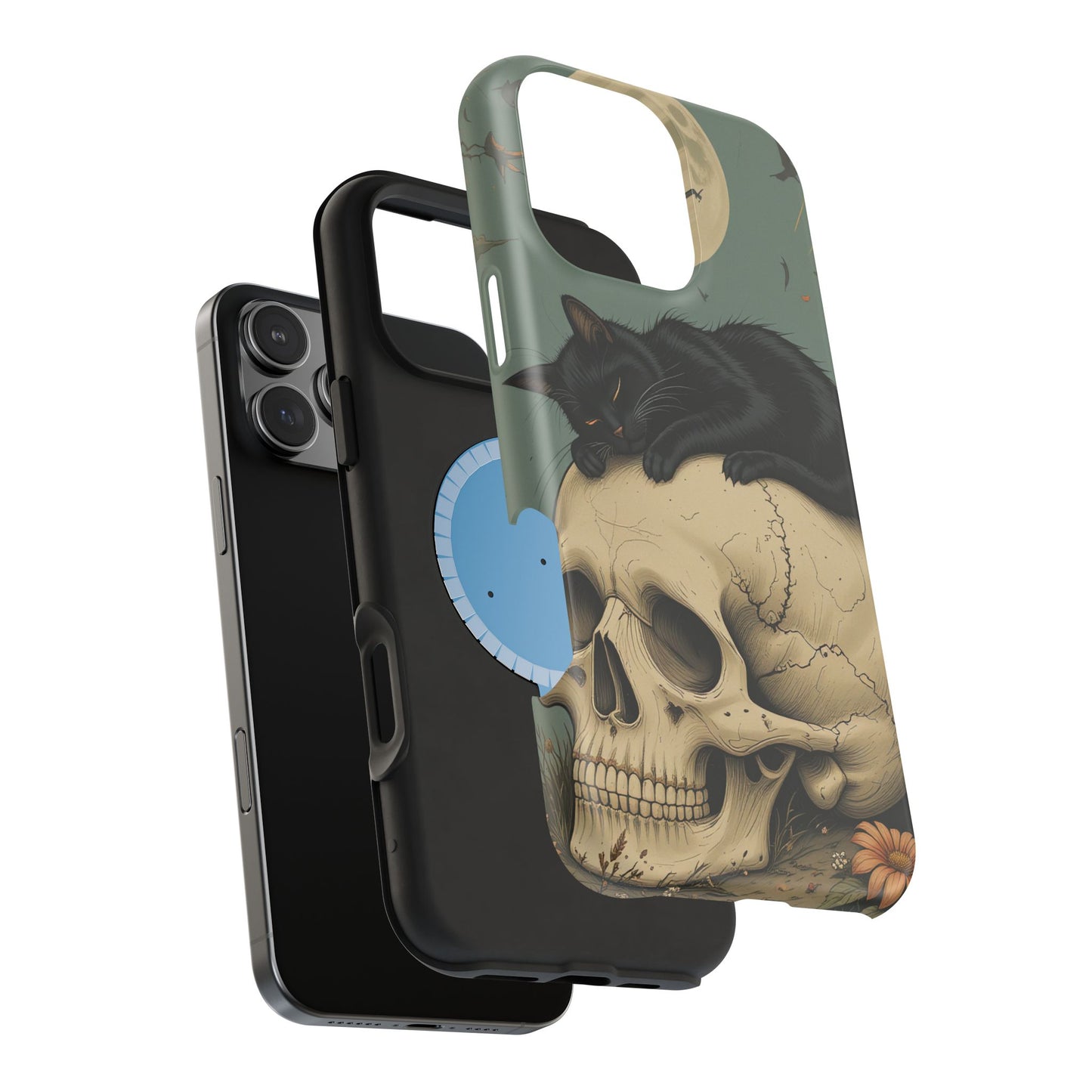 Cat on Skull MagSafe® iPhone Tough Case Dual Layer Robust