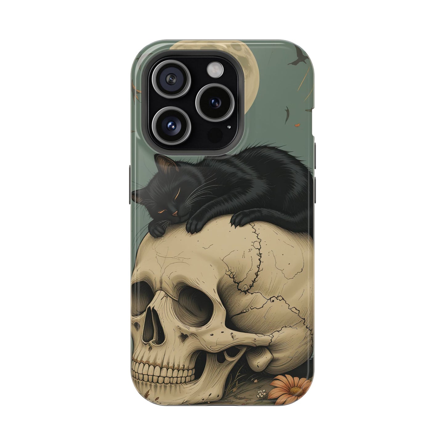 Cat on Skull MagSafe® iPhone Tough Case Dual Layer Robust