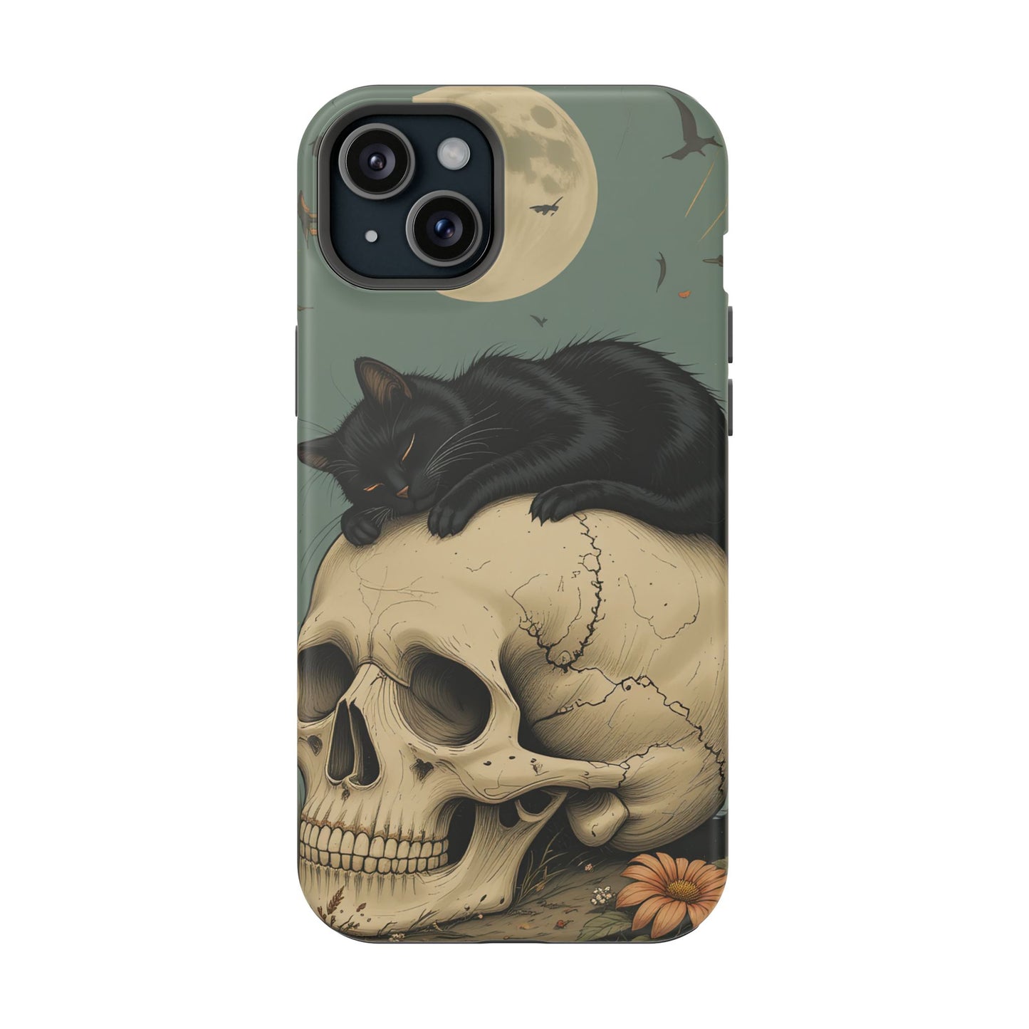 Cat on Skull MagSafe® iPhone Tough Case Dual Layer Robust