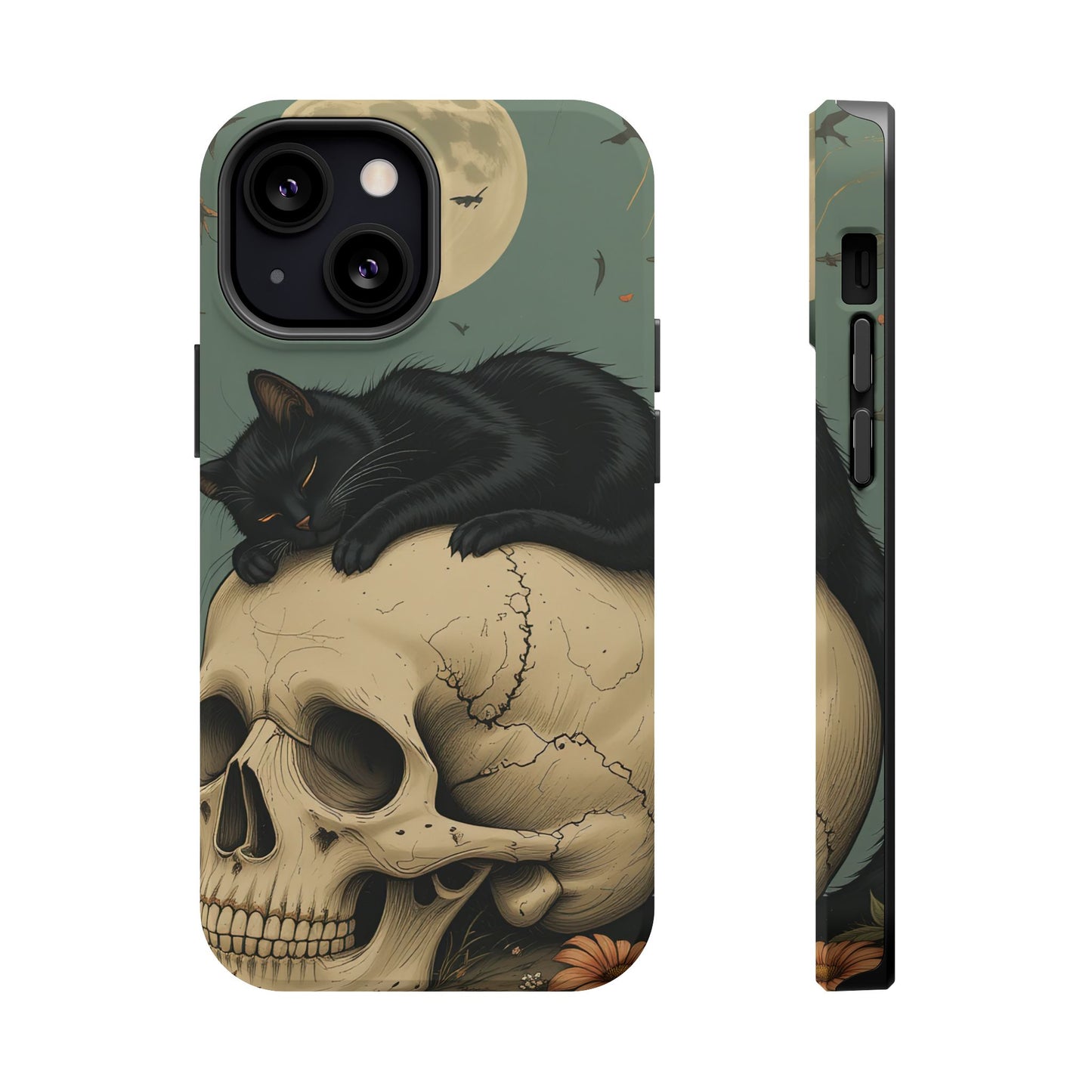 Cat on Skull MagSafe® iPhone Tough Case Dual Layer Robust