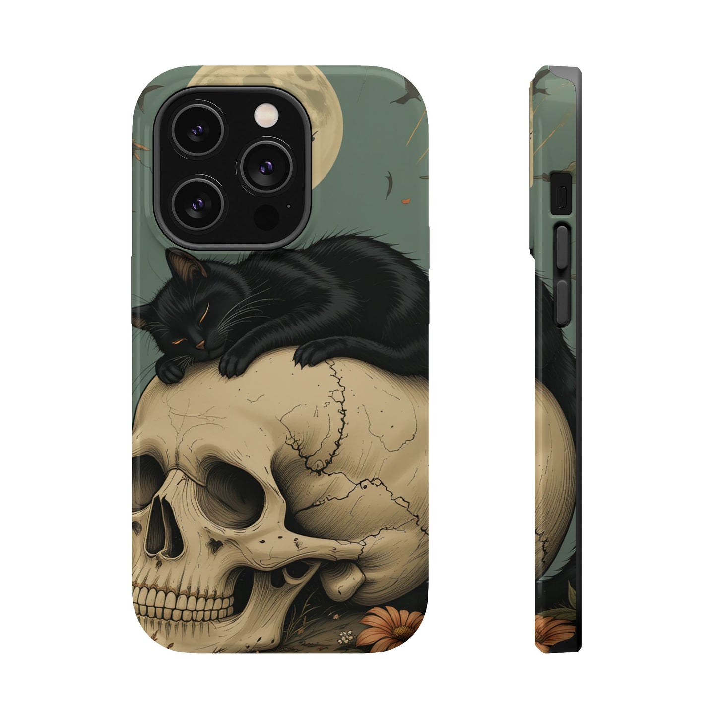 Cat on Skull MagSafe® iPhone Tough Case Dual Layer Robust