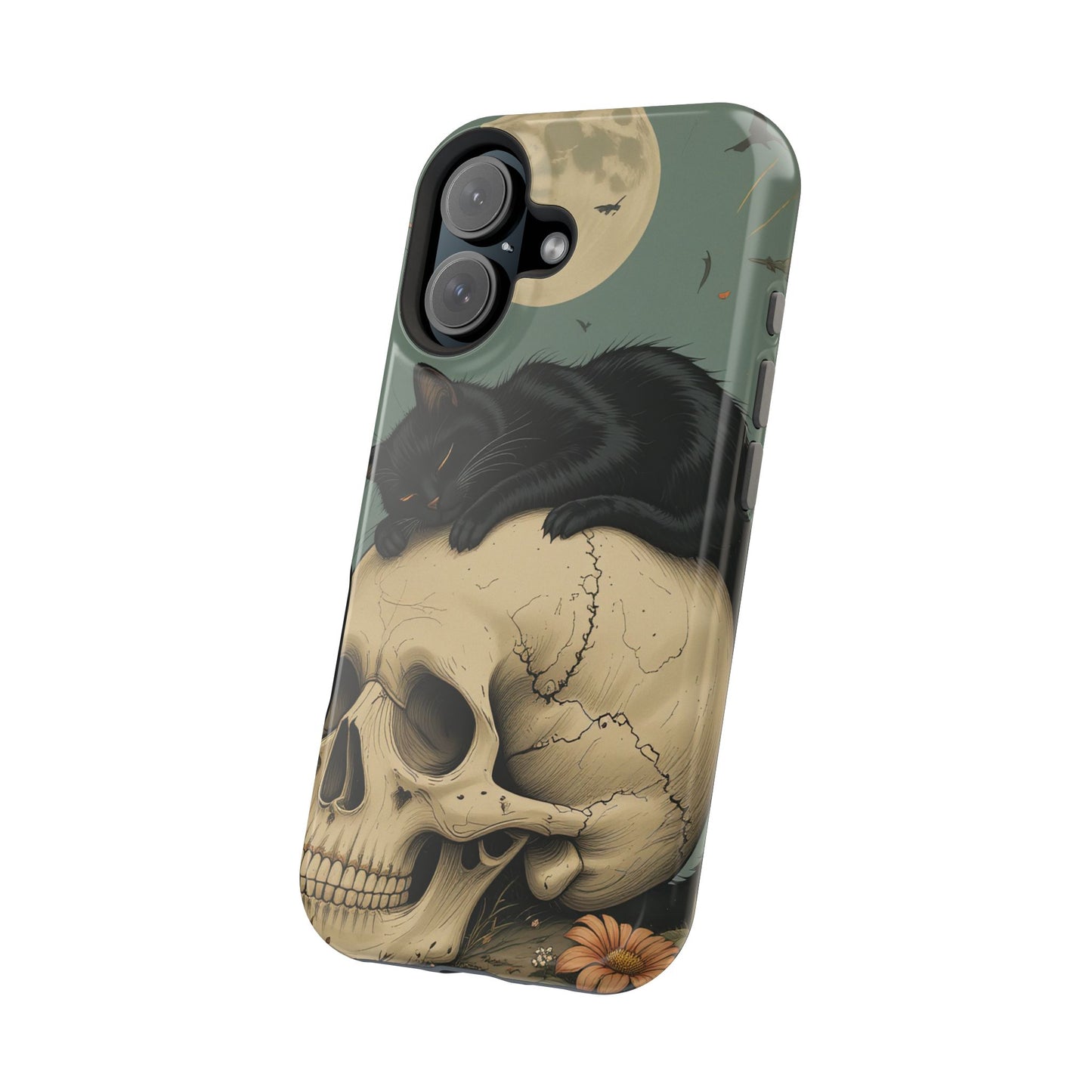 Cat on Skull MagSafe® iPhone Tough Case Dual Layer Robust