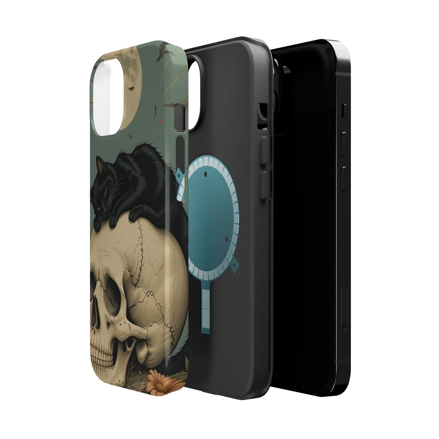 Cat on Skull MagSafe® iPhone Tough Case Dual Layer Robust