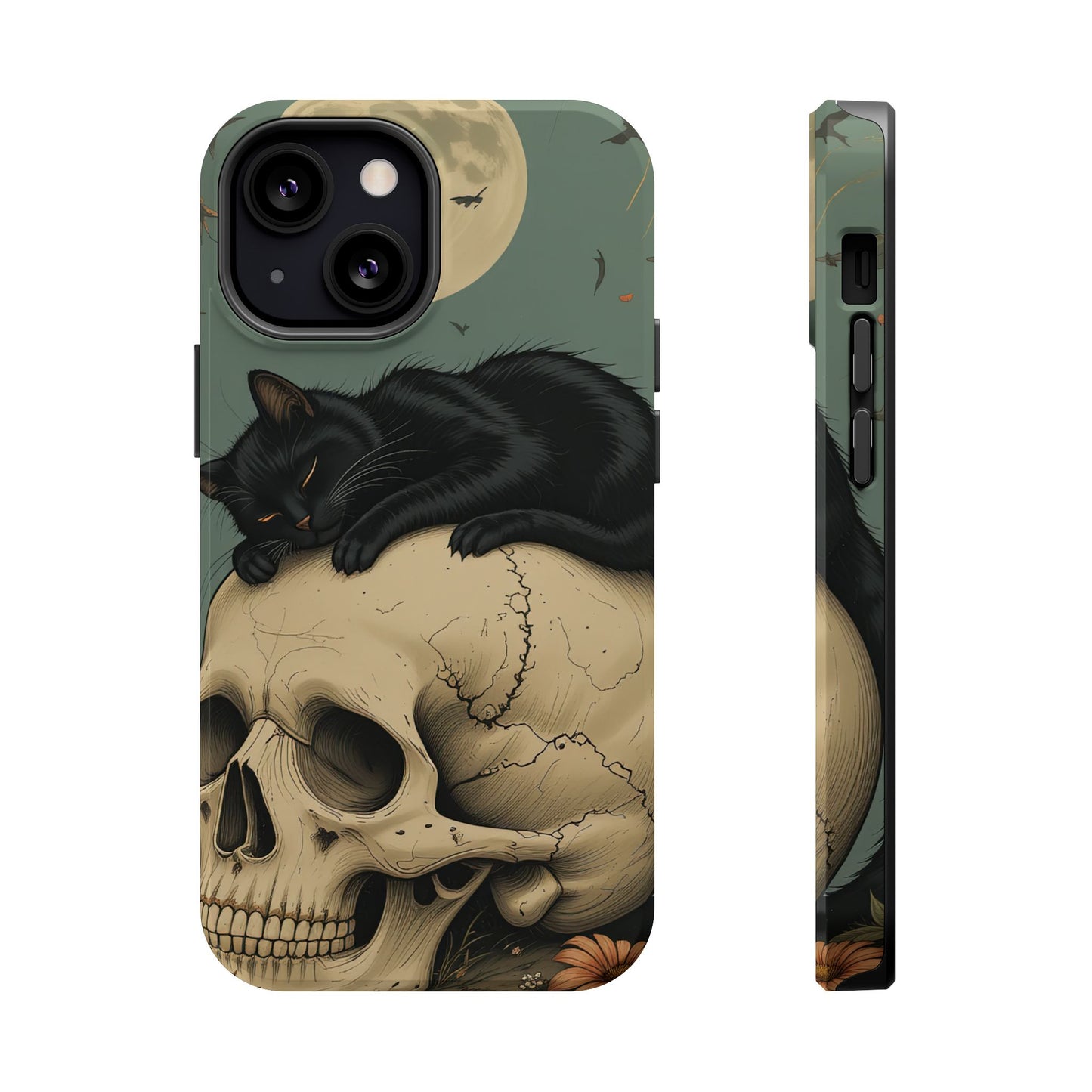 Cat on Skull MagSafe® iPhone Tough Case Dual Layer Robust