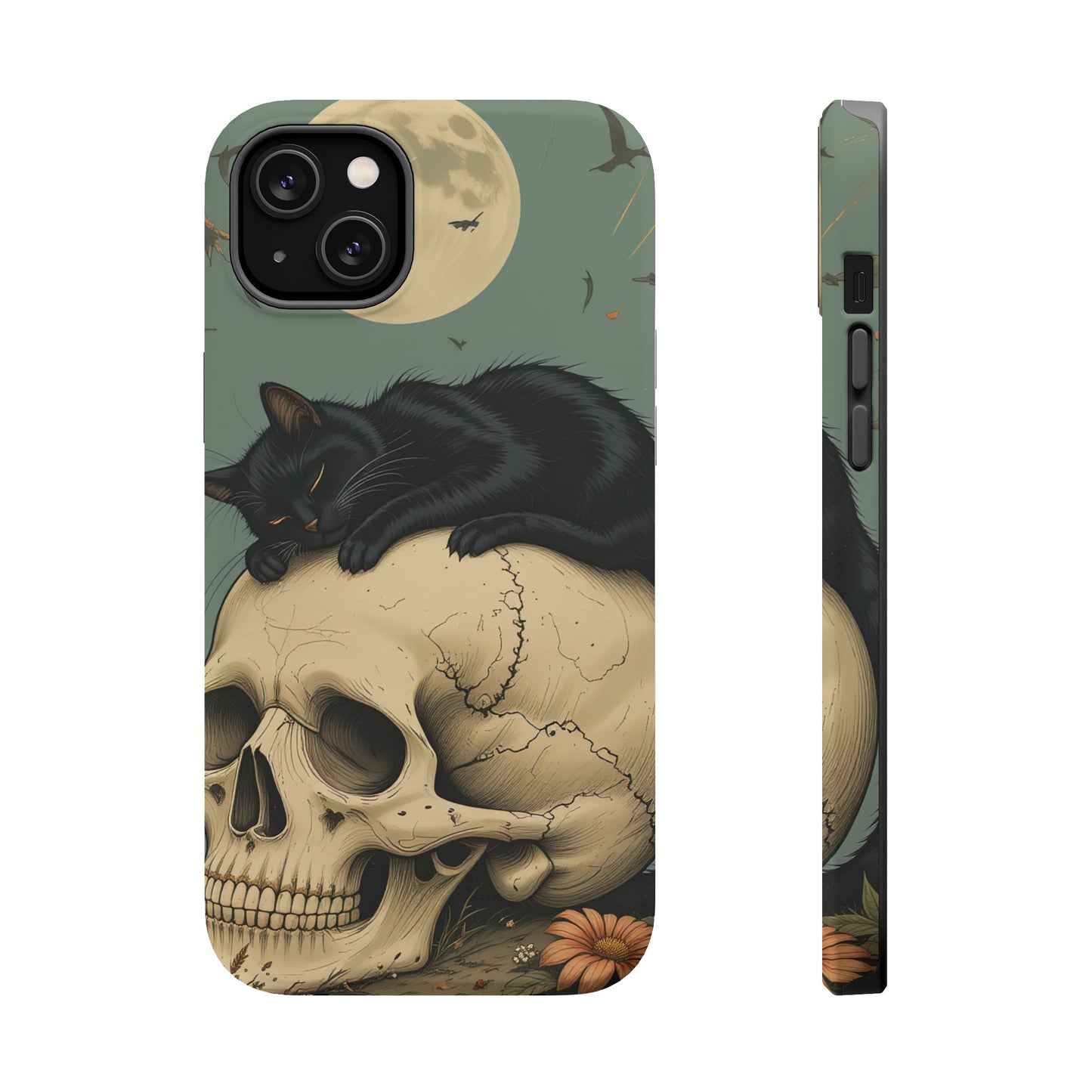 Cat on Skull MagSafe® iPhone Tough Case Dual Layer Robust