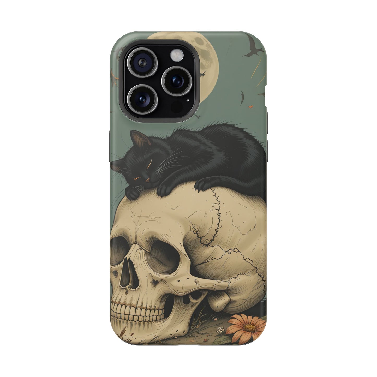Cat on Skull MagSafe® iPhone Tough Case Dual Layer Robust