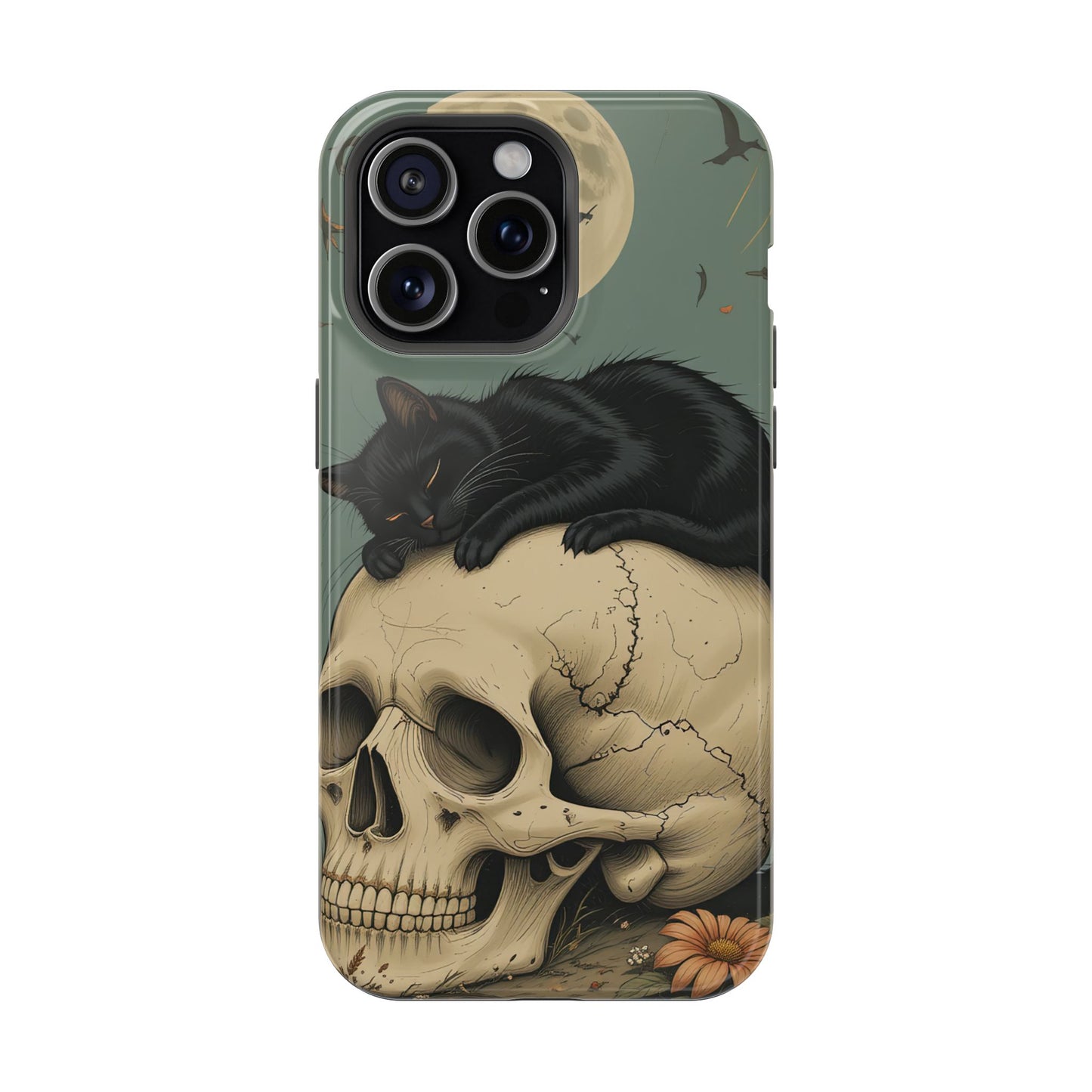 Cat on Skull MagSafe® iPhone Tough Case Dual Layer Robust