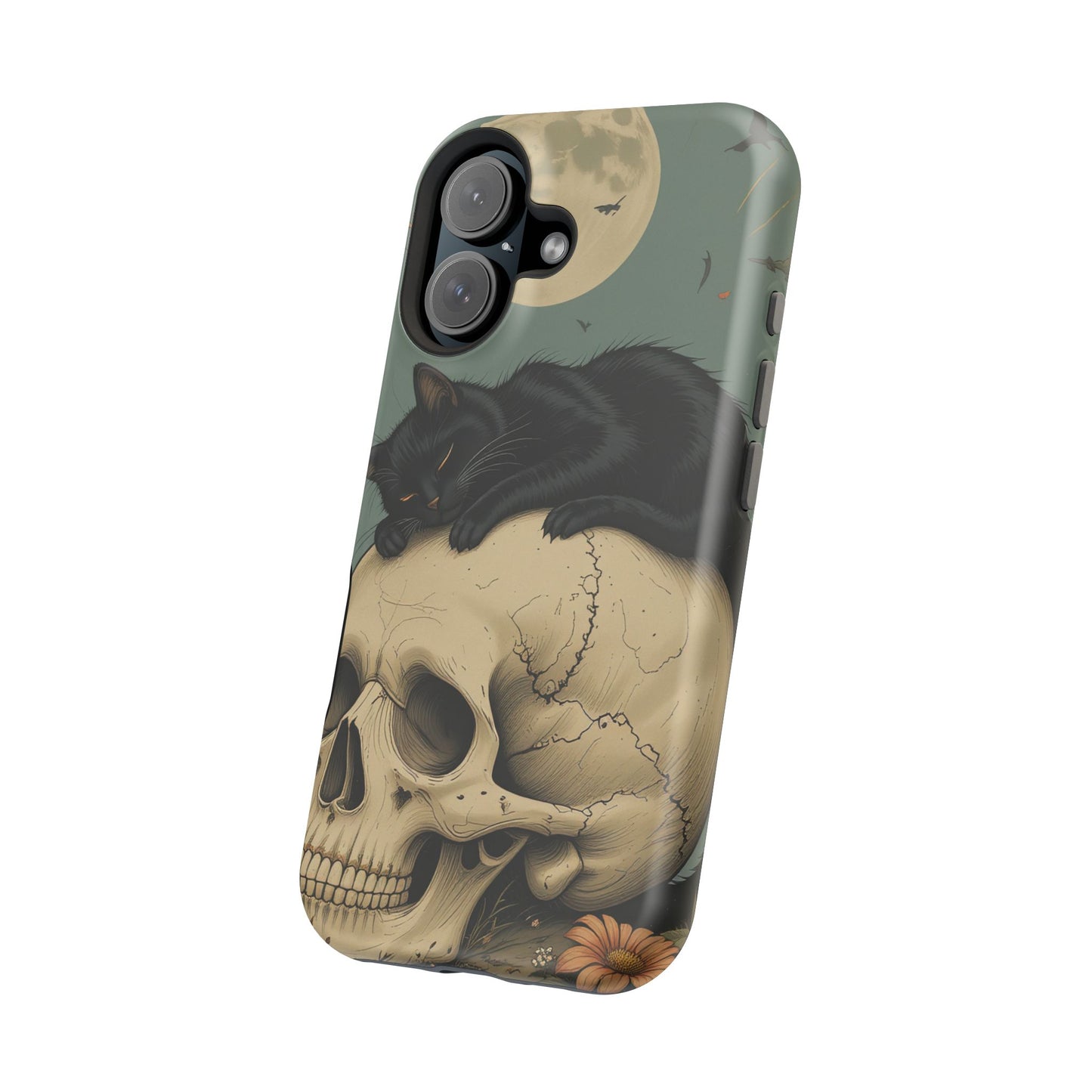 Cat on Skull MagSafe® iPhone Tough Case Dual Layer Robust