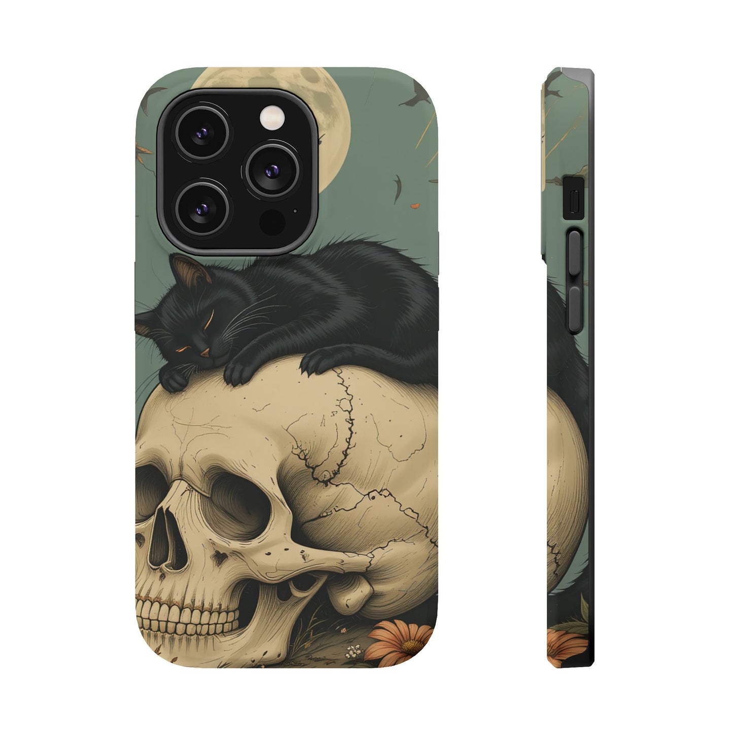 Cat on Skull MagSafe® iPhone Tough Case Dual Layer Robust