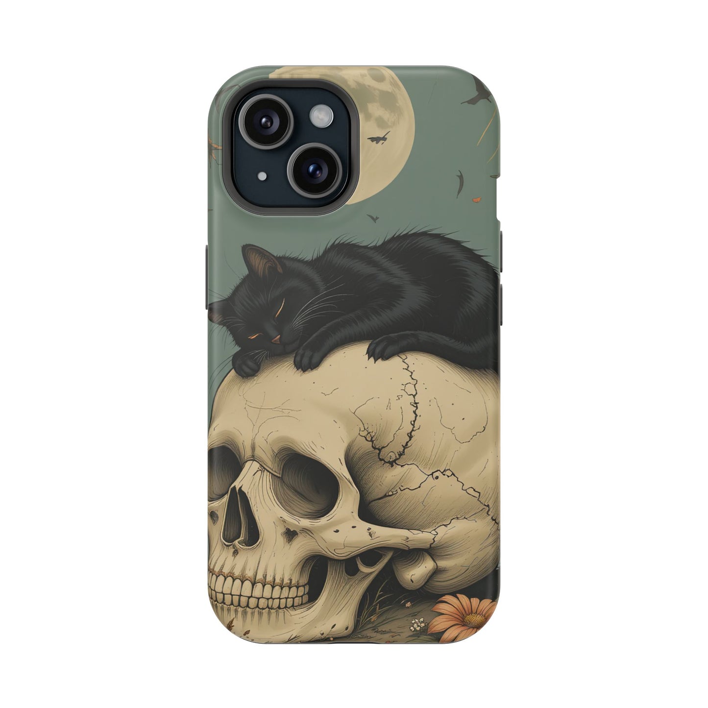 Cat on Skull MagSafe® iPhone Tough Case Dual Layer Robust