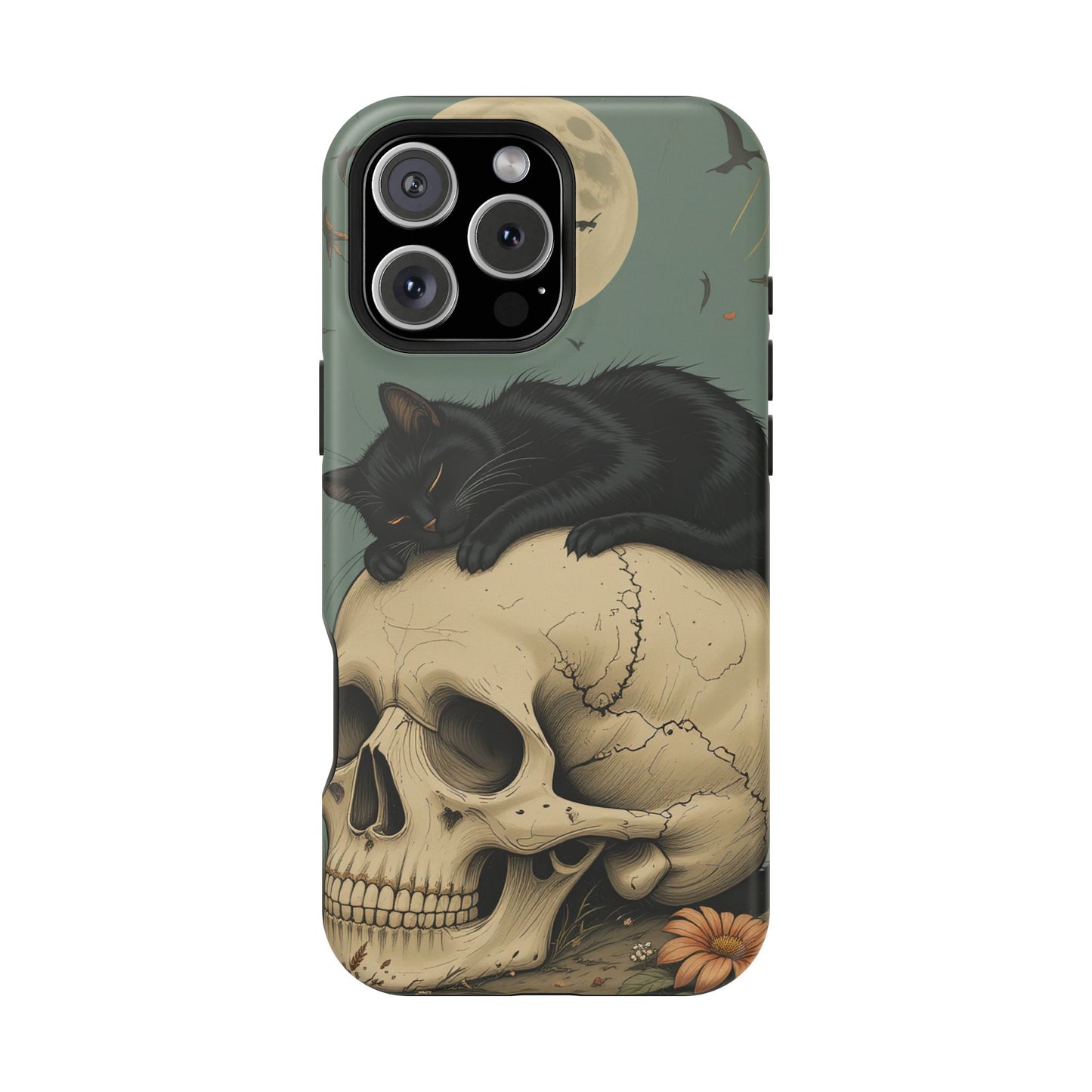 Cat on Skull MagSafe® iPhone Tough Case Dual Layer Robust