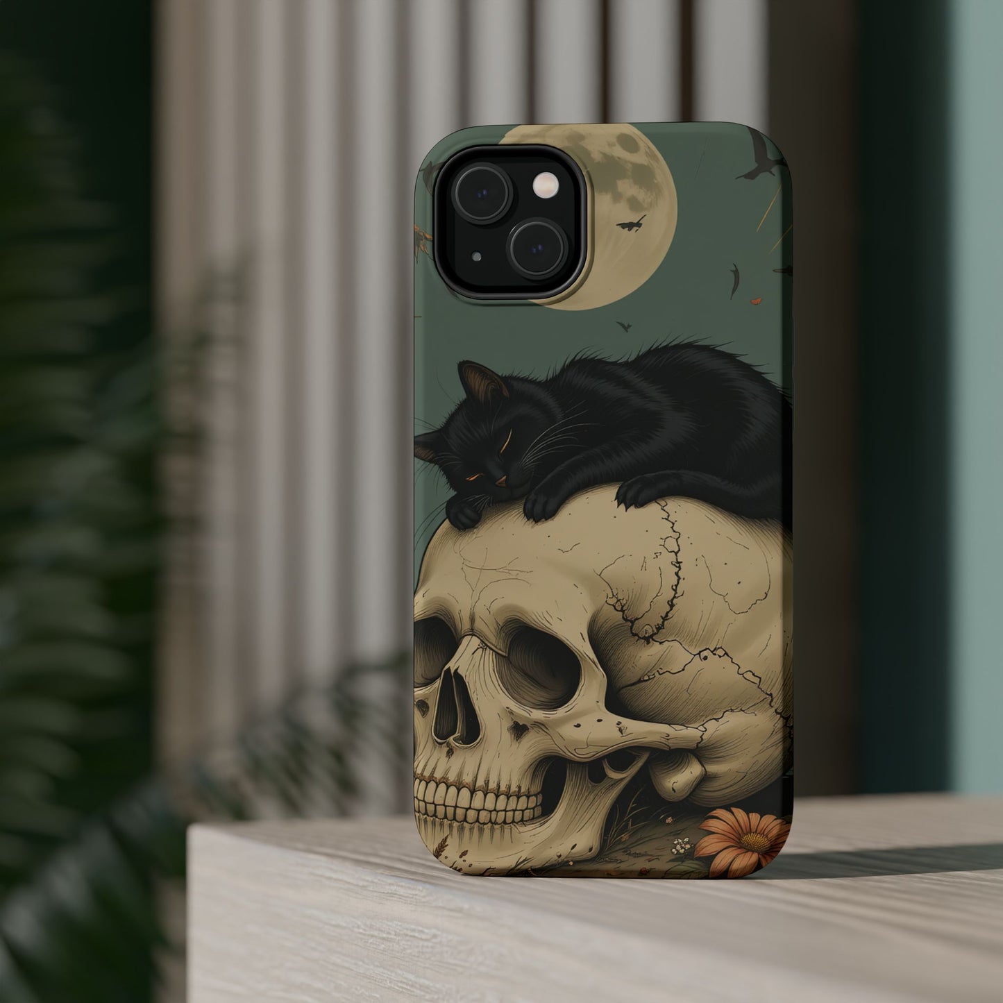 Cat on Skull MagSafe® iPhone Tough Case Dual Layer Robust